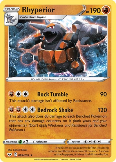 Rhyperior (SWSH01: Sword & Shield Base Set) Near Mint Reverse Holofoil