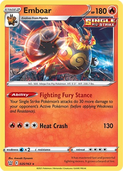 Emboar (SWSH05: Battle Styles) Near Mint Reverse Holofoil