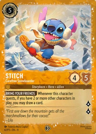 Stitch - Carefree Snowboarder (Disney Lorcana Promo Cards) Near Mint Holofoil