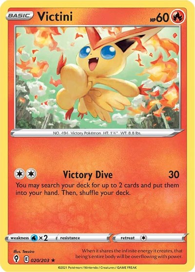 Victini (SWSH07: Evolving Skies) Near Mint Reverse Holofoil