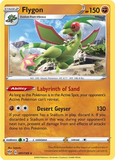 Flygon (SWSH03: Darkness Ablaze) Near Mint Reverse Holofoil