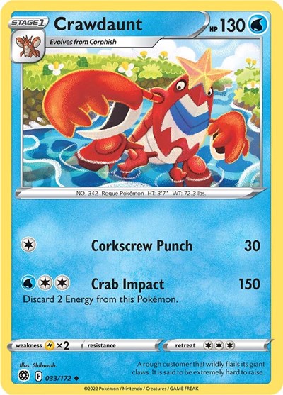 Crawdaunt (SWSH09: Brilliant Stars) Near Mint Reverse Holofoil
