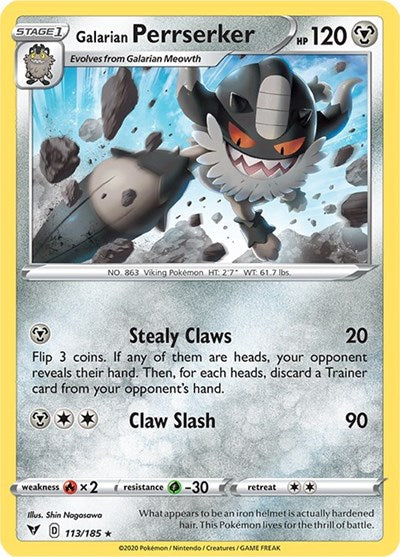 Galarian Perrserker (SWSH04: Vivid Voltage) Near Mint Reverse Holofoil
