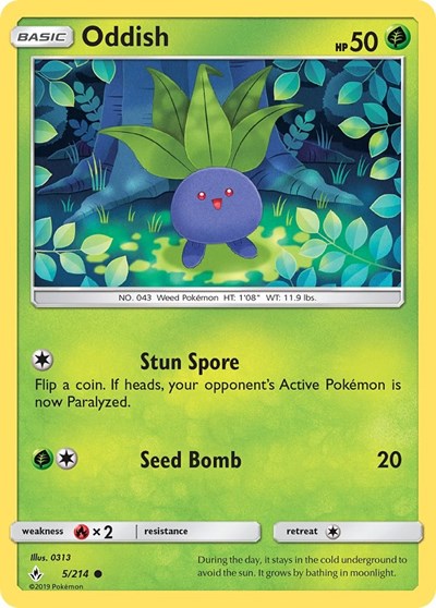 Oddish (5) (SM - Unbroken Bonds) Near Mint Reverse Holofoil
