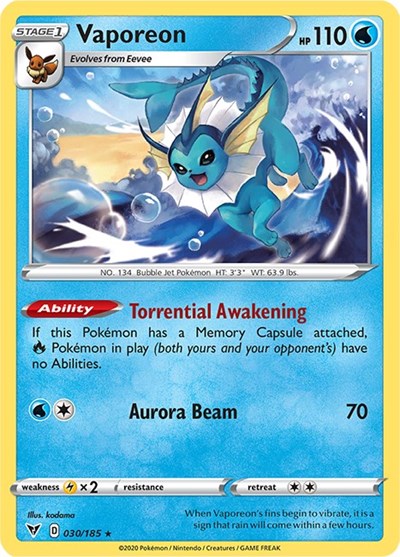 Vaporeon (SWSH04: Vivid Voltage) Near Mint Reverse Holofoil