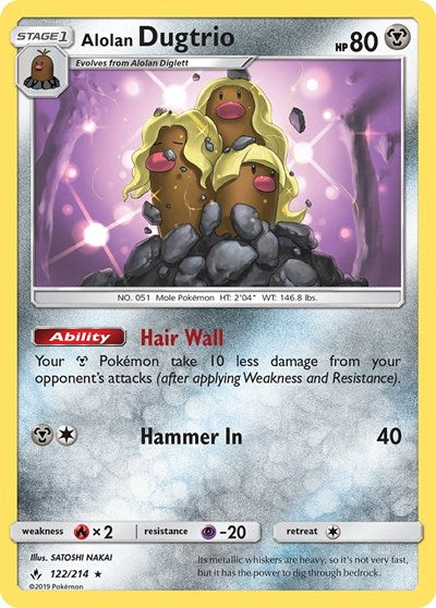 Alolan Dugtrio (SM - Unbroken Bonds) Near Mint Reverse Holofoil
