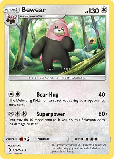 Bewear (SM Base Set) Near Mint Reverse Holofoil