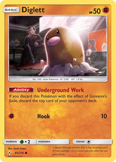 Diglett (SM - Unbroken Bonds) Near Mint Reverse Holofoil