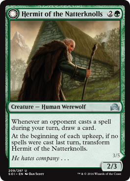 Hermit of the Natterknolls (Lone Wolf of the Natterknolls) (Shadows Over Innistrad) Light Play