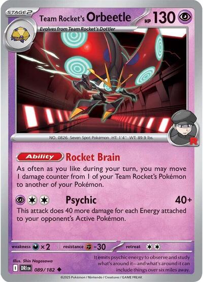 Team Rocket's Orbeetle - 089 (SV10: Destined Rivals) Near Mint Reverse Holofoil