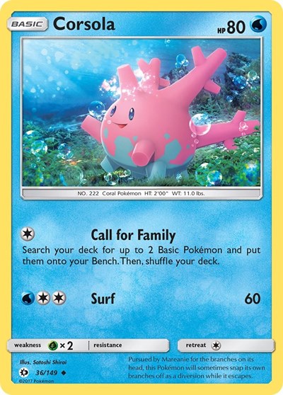 Corsola (SM Base Set) Near Mint Reverse Holofoil