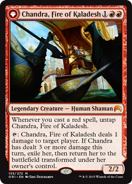 Chandra, Fire of Kaladesh (Chandra, Roaring Flame) (Magic Origins) Light Play