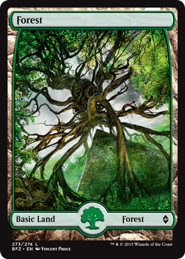 Forest (273) (Full Art) (Battle for Zendikar) Light Play Foil