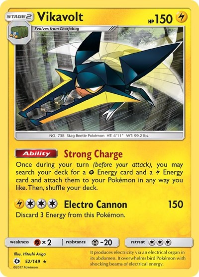 Vikavolt (SM Base Set) Near Mint Reverse Holofoil