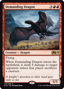 Demanding Dragon (Magic 2019 Core Set) Light Play Foil