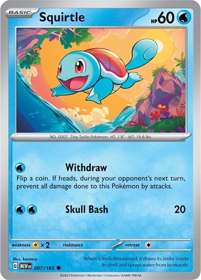 Squirtle - 007 (Scarlet and Violet: 151) Near Mint Reverse Holofoil