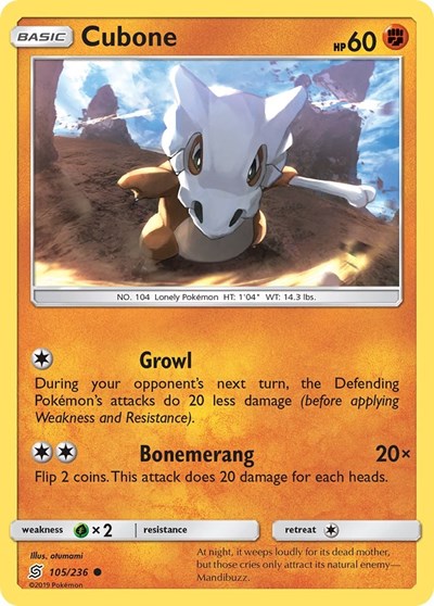 Cubone (SM - Unified Minds) Near Mint Reverse Holofoil