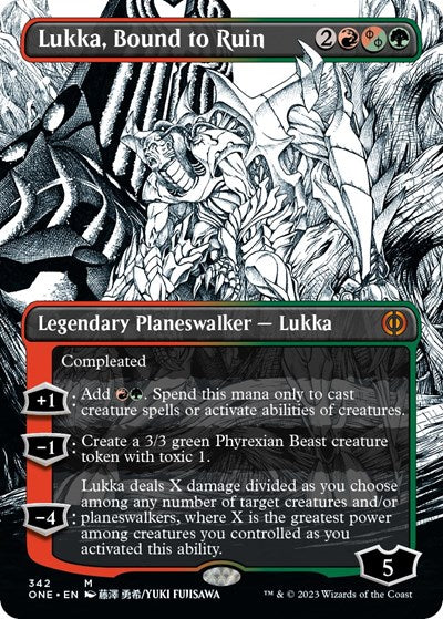 Lukka, Bound to Ruin (Borderless) (Phyrexia: All Will Be One) Near Mint
