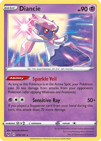 Diancie (SWSH04: Vivid Voltage) Near Mint Reverse Holofoil