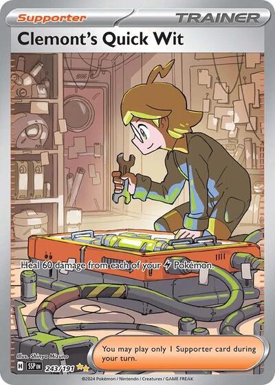 Clemont's Quick Wit - 243 (SV08: Surging Sparks) Near Mint Holofoil