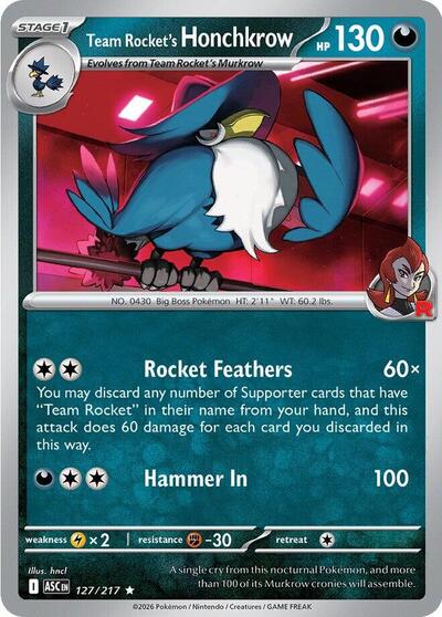 Team Rocket's Honchkrow (ME: Ascended Heroes) Near Mint Holofoil