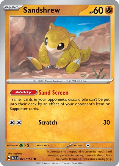 Sandshrew (Scarlet and Violet: 151) Near Mint Reverse Holofoil