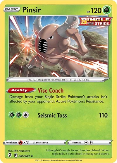 Pinsir (SWSH07: Evolving Skies) Near Mint Reverse Holofoil