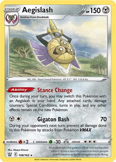 Aegislash (108) (SWSH05: Battle Styles) Near Mint Reverse Holofoil