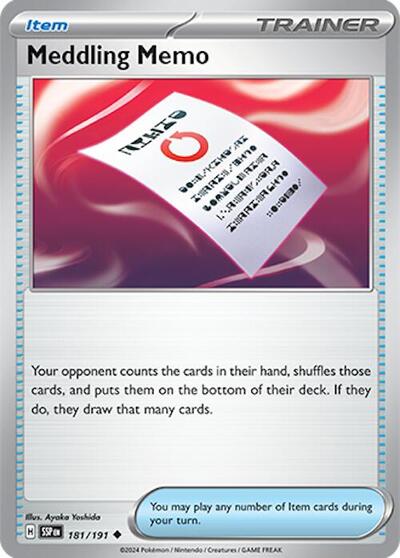 Meddling Memo (SV08: Surging Sparks) Near Mint Reverse Holofoil
