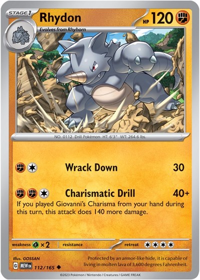 Rhydon (Scarlet and Violet: 151) Near Mint Reverse Holofoil