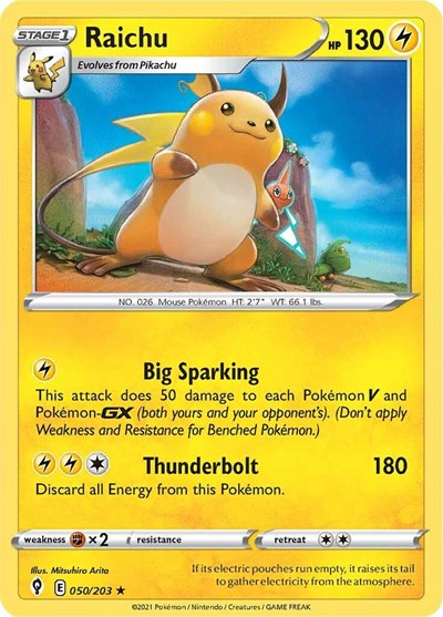 Raichu (SWSH07: Evolving Skies) Near Mint Reverse Holofoil