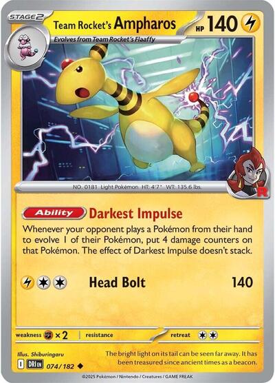 Team Rocket's Ampharos (SV10: Destined Rivals) Near Mint Reverse Holofoil