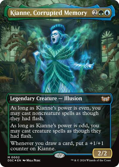 Kianne, Corrupted Memory (Borderless) (Commander: Duskmourn: House of Horror) Light Play