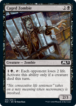 Caged Zombie (Magic 2021 Core Set) Light Play Foil