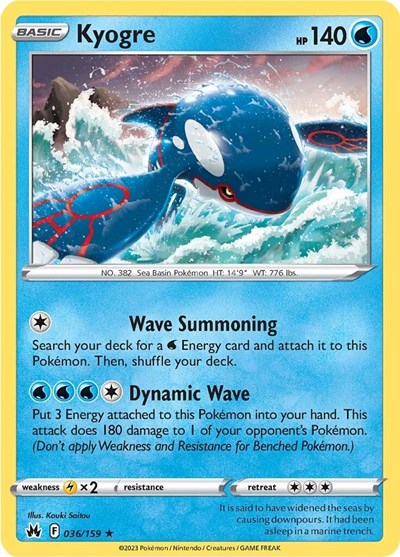 Kyogre (Crown Zenith) Near Mint Reverse Holofoil