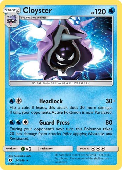 Cloyster (SM Base Set) Near Mint Reverse Holofoil