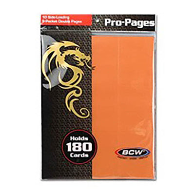 Side-Loading 18-Pocket Pro Pages - 3-Holes, Orange (10-Pack)