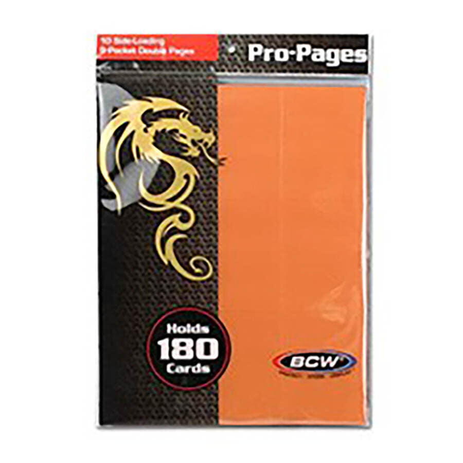 Side-Loading 18-Pocket Pro Pages - 3-Holes, Orange (10-Pack)