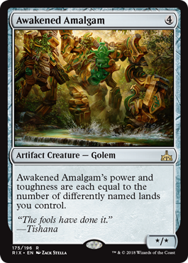 Awakened Amalgam (Rivals of Ixalan) Light Play Foil