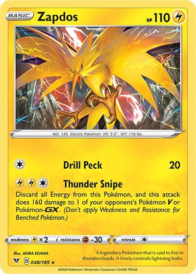 Zapdos (SWSH04: Vivid Voltage) Near Mint Reverse Holofoil