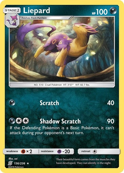 Liepard (SM - Unified Minds) Near Mint Reverse Holofoil