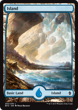 Island (255) (Full Art) (Battle for Zendikar) Light Play