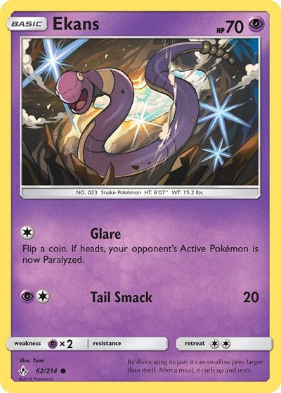 Ekans (SM - Unbroken Bonds) Near Mint Reverse Holofoil