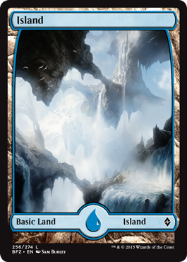 Island (256) (Full Art) (Battle for Zendikar) Light Play Foil