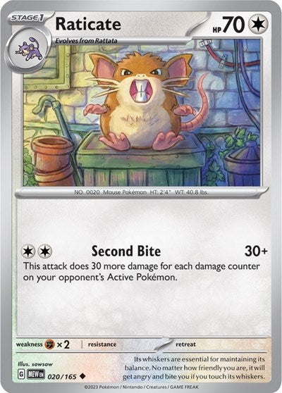 Raticate (Scarlet and Violet: 151) Near Mint Reverse Holofoil