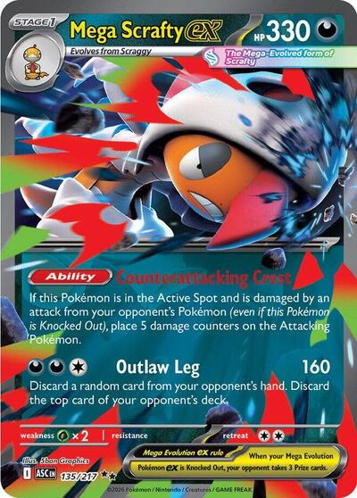 Mega Scrafty ex - 135 (ME: Ascended Heroes) Near Mint Holofoil