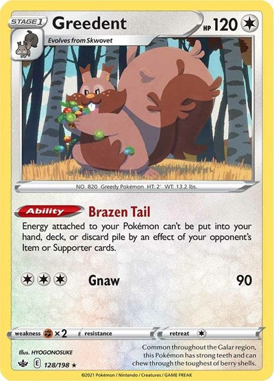 Greedent (SWSH06: Chilling Reign) Near Mint Reverse Holofoil
