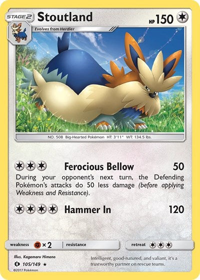 Stoutland (SM Base Set) Near Mint Reverse Holofoil