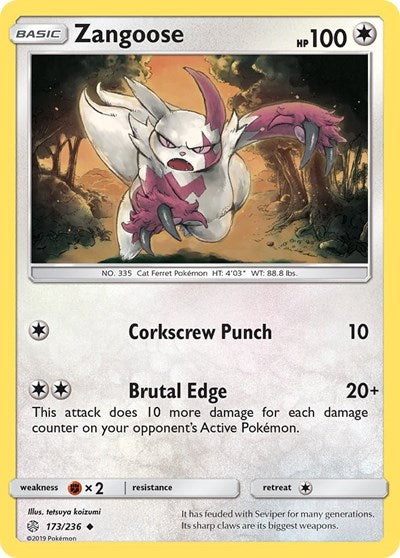 Zangoose (SM - Cosmic Eclipse) Near Mint Reverse Holofoil