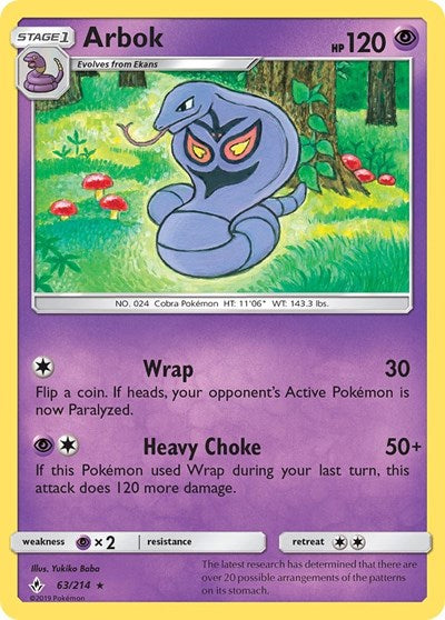 Arbok (SM - Unbroken Bonds) Near Mint Reverse Holofoil